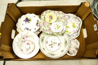 A collection of mixed Shelley china to include toast rack, cake stand, fruit bowl, rimmed bowls,