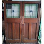 A Set of Victorian Double Doors, with fitted and Stained Glass Panelling. Height: 207cm Width: 82cm