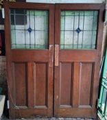 A Set of Victorian Double Doors, with fitted and Stained Glass Panelling. Height: 207cm Width: 82cm