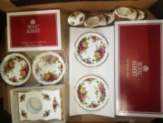 A collection of Royal Albert Old Country Roses items to include boxed pin dishes, small lidded