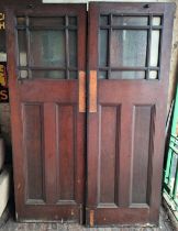 A Set of Victorian Double Doors, with fitted Glass Panelling. Height: 207cm Width: 82cm