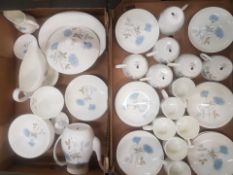 A collection off Wedgwood Ice Rose Pattern Coffee Cups & saucers, cups & saucers, fruit bowls, gravy