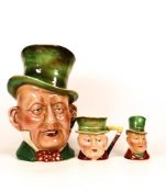Beswick Micawber Character Jugs in large & small together with similar facepot(3)