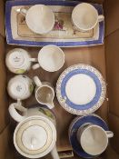Wedgwood Sarahs Garden tea ware items to include tea pot, 6 trios, milk jug & cake/sandwich plate