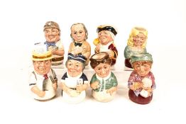 A collection of Royal Doulton Doultonville toby jugs to include Mr Tonsil, Betty Bitters, Mike