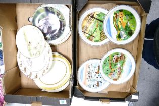 A large collection of decorative wall plates including Villeroy & Boch Seasons plates, Royal Doulton