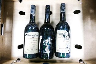 Three Bottles Of W & J Grahams 1985 Late Bottled Port