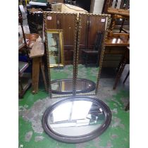 Two gilt framed Mirrors together with Oval wooden framed mirror (3)