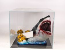 Jaws model with film cell, in plastic case, height of box, 21.5cm