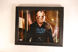 Signed Jason from Friday the 13th print, L41cm H33cm, with cert