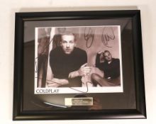 Framed Signed Coldplay Photograph, limited edition, frame size 29 x 34cm
