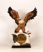 Large Resin Mantle clock in thee form of Bald eagle, height 38cm