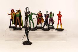 A collection of Metal Dc Comics Miniature figures, tallest 10.5cm