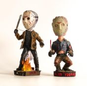Neca Friday The 13th Head Knocker Jason & Jason Voorhees, tallest 21.5cm(piece of fire damaged)(2)