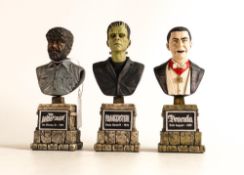 Three Sideshow Collectables Classic Horror Busts, height of tallest 16cm(3)
