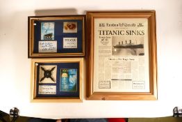 Two screen used framed with carpet from Titanic (frame a/f) and throwing star from Waterworld