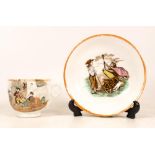 An Unusual Early 19th Century Transfer-printed Teacup and Saucer with illustrations of scenes