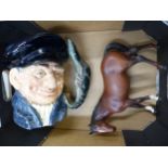 Royal Doulton large character Jug Lobster Man D6617 together with Royal Doulton Matt Brown Mare (2)