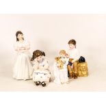 Royal Doulton figures Sleepyhead HN3761, Storytime HN3695, Birthday Girl HN3423 and First Prize