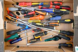 A collection of mainly unused hand tools including screwdrivers, spanners, pliers, etc (1 tray)