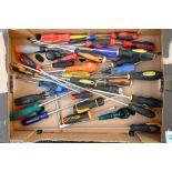 A collection of mainly unused hand tools including screwdrivers, spanners, pliers, etc (1 tray)