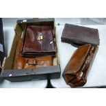 A mixed collection of items to include Leather Gladstone Bag, distresses leather case & similar