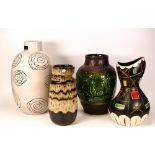 A collection of Mid Century Style items to include Parlane Geometric Pattern Vase 31cm tall. West