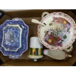 A large Masons 'fruit basket' soup tureen and ladel with matching gravy boat together with damaged