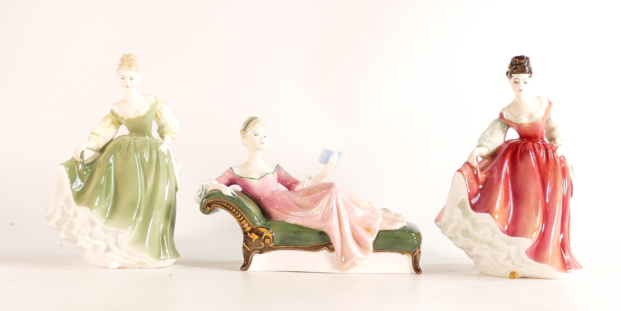 Royal Doulton Seconds Lady Figures Fair Lady Hn2193, Fair Lady RedHn2832 & Repose Hn2272(3)