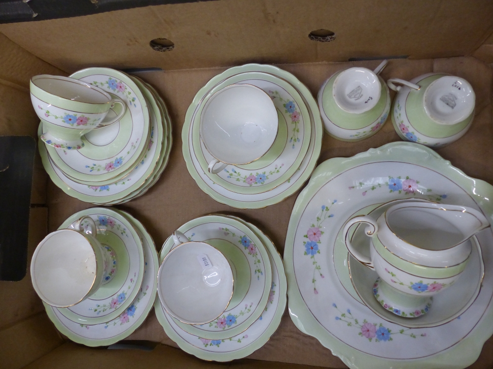 Clarence china green floral part tea set