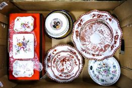 A mixed Collection of items to include Boxed Crown Derby Posies patterned Trinket box & pin dishes