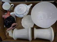 A mixed collection of ceramic items to include Wedgwood creamware flared vases, Wedgwood cream