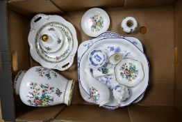A mixed collection of items to include Coalport Ming Rose bud vase, pin dishes, Coalport miniature