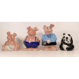 Three Wade Natwest 'piggy' banks with money bank panda (one piggy bank a/f) (4)