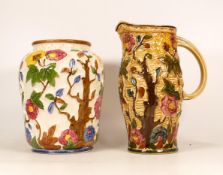 H. J. Wood Indian Tree jug and vase (some damages noted) (2)