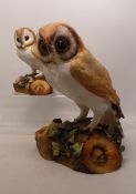 Royal Crown Derby seconds large Barn Owl together with seconds Royal Crown Derby smaller Barn Owl (