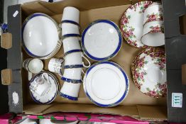 A mixed collection of tea ware including Royal Doulton 2nds Regalia patterned trio's, Royal Stafford