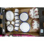 A mixed collection of tea ware including Royal Doulton 2nds Regalia patterned trio's, Royal Stafford