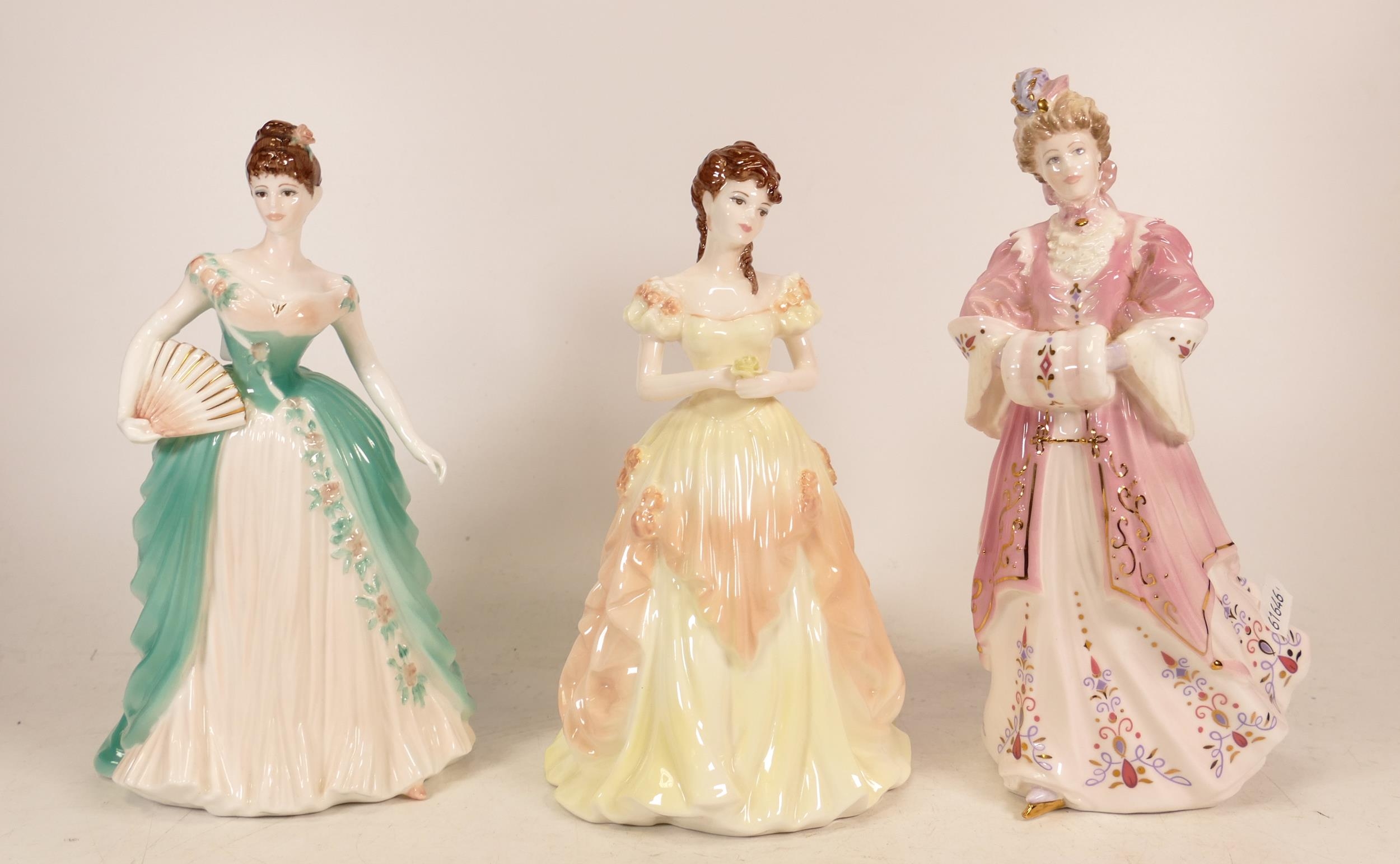 Coalport Limited Edition Edition Figures Anniversary Waltz & Lady Harriet together with Karen(3)