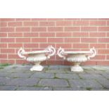 Pair of cast iron garden planters, 42cm x 25cm high appx.