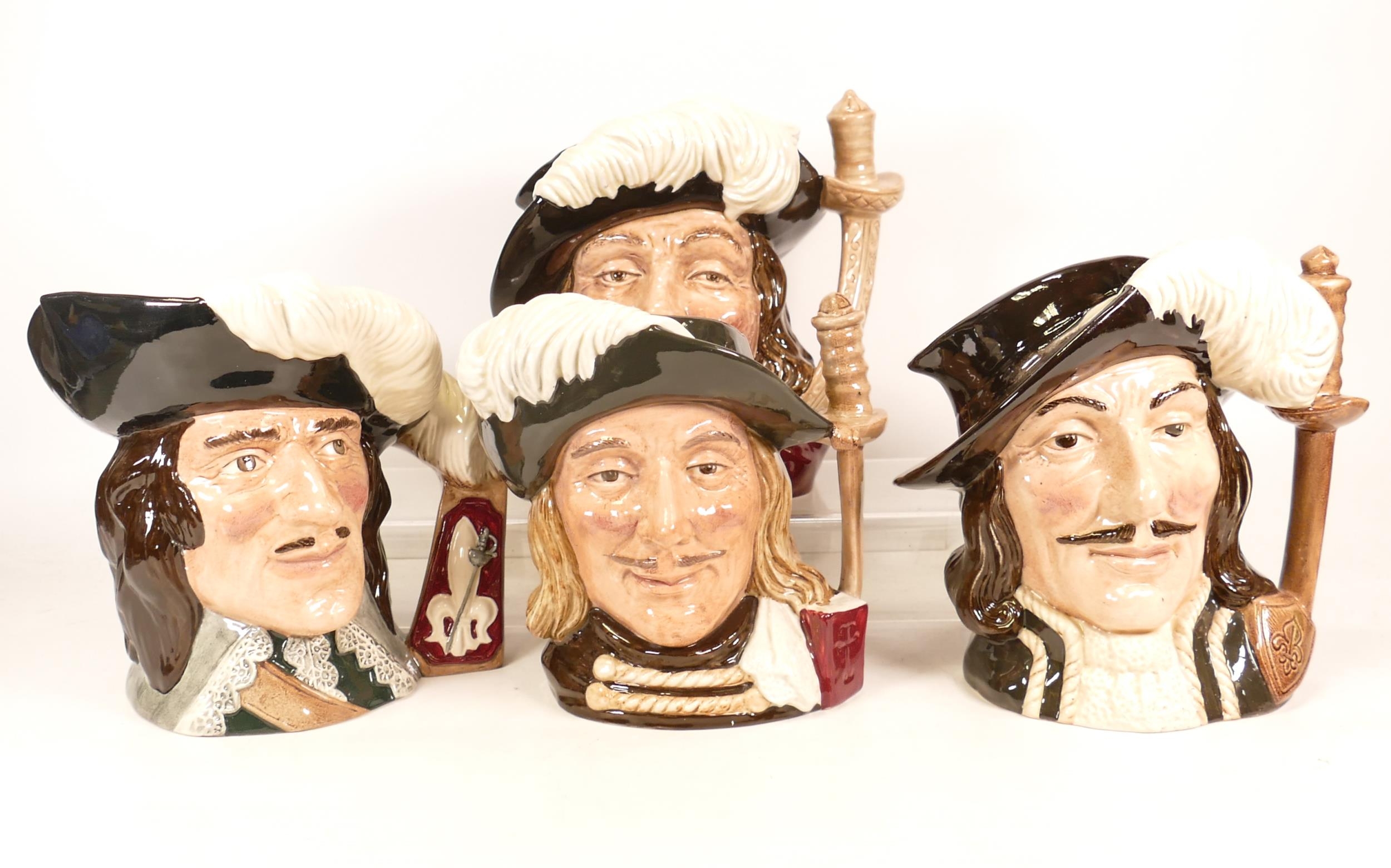 Royal Doulton Large Character Jugs Porthos D6440, Aramis D6441, Athos D6452 & D'artagnan D6691(4)