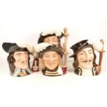 Royal Doulton Large Character Jugs Porthos D6440, Aramis D6441, Athos D6452 & D'artagnan D6691(4)