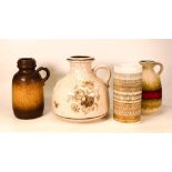 A collection of mid Century Style items to include West German graduated brown Jug - 413/20 - 20.5cm