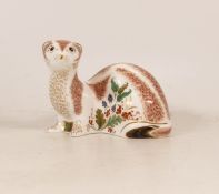 Royal Crown Derby Stoat Paperweight, gold stopper