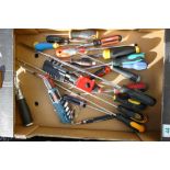 A collection of mainly unused hand tools including screwdrivers, spanners, pliers, etc (1 tray)