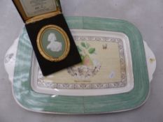 Wedgwood portrait medallion in white on sage green jasper in an ormalu frame 'The Queen Mother'