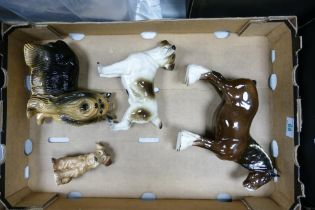 A collection of ceramic animals to include Beswick 818 Shire Horse, Cooper Craft Jack Russel, Sylvac