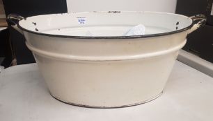 Enamel two handled tub 49cm diameter