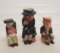 Three Miniature Artone Toby Jugs to include Bill Sykes, Fagin and Oliver Twist. Height of tallest: