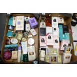 A large collection of partially used & sealed Perfumes & soaps (2 trays)